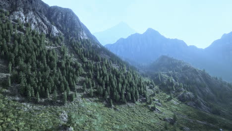 Mountain-range-with-valley-and-forest