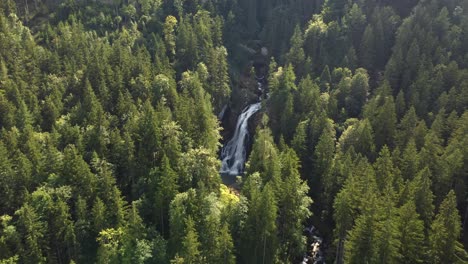 establishing aerial of golllinger waterfall, gorgeous austria fall, dolly out