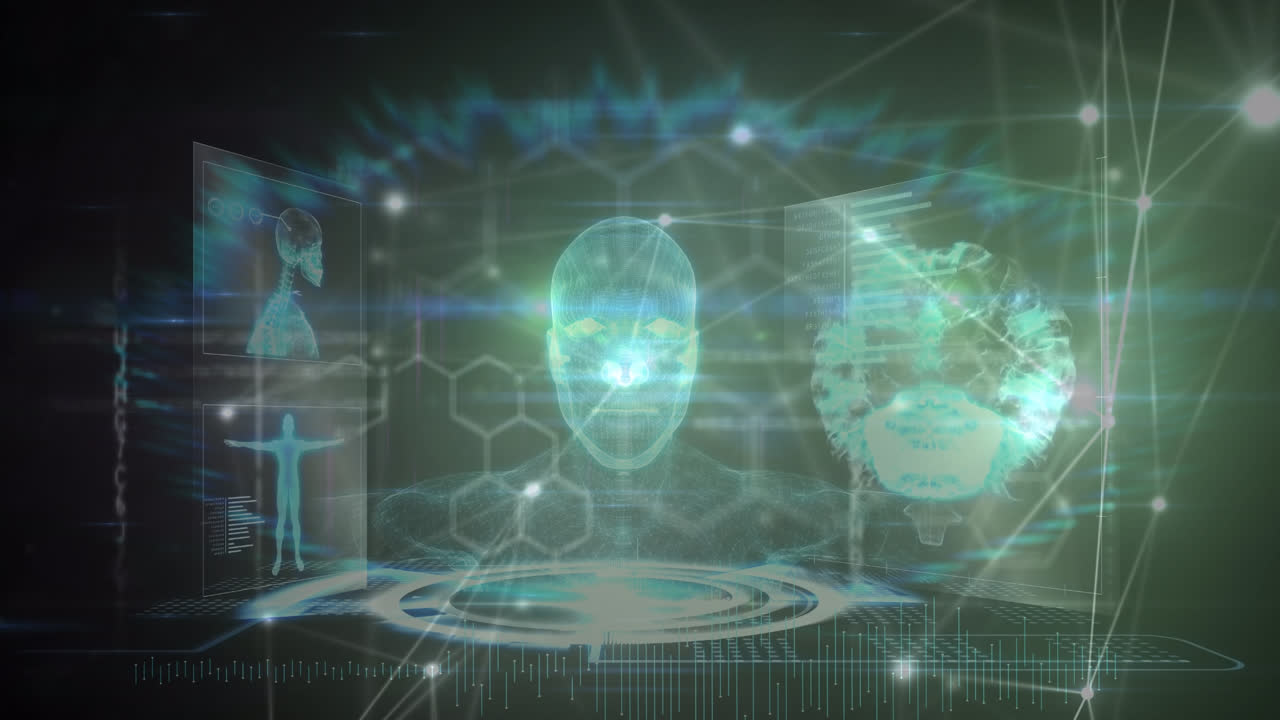 검은색 배경 위의 데이터 처리 애니메이션