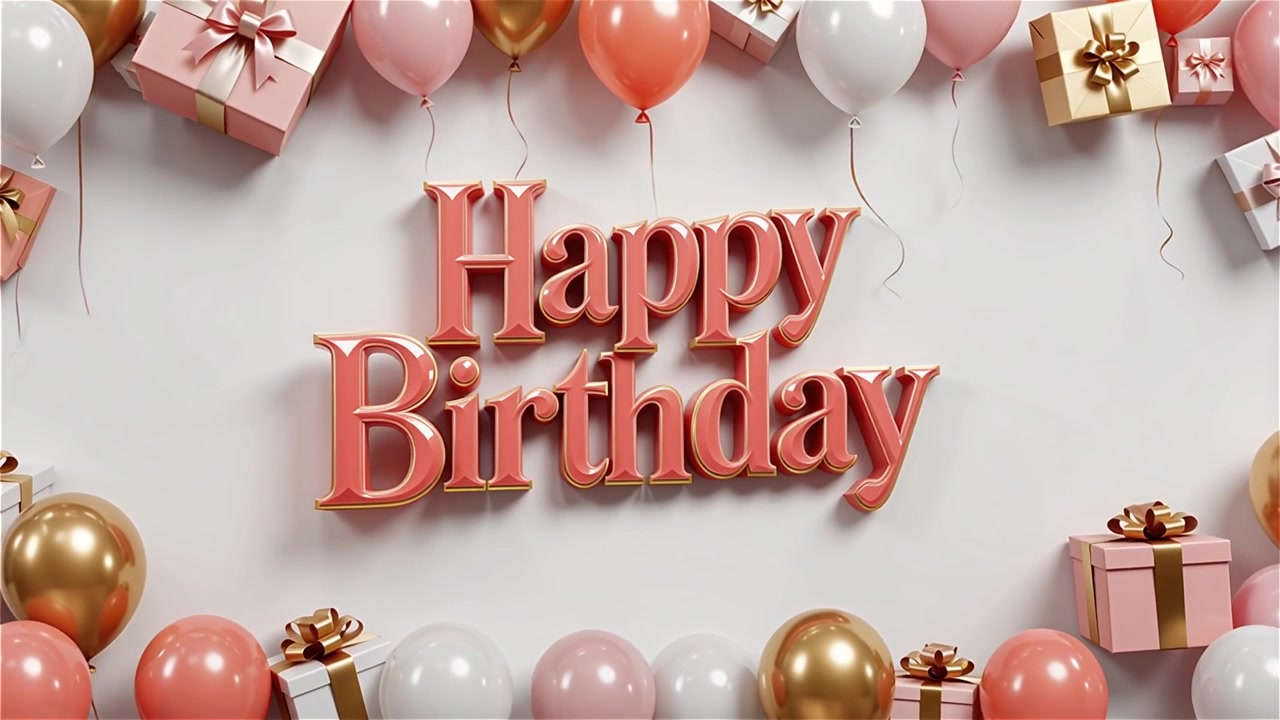 Birthday Background with Balloons and Gifts