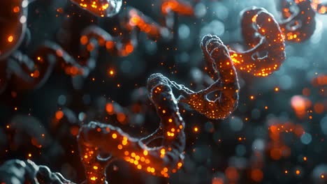 abstract glowing dna strands