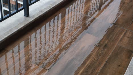 wet balcony floor after rain