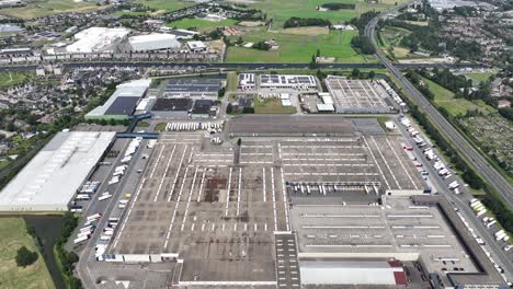 royal floraholland rijnsburg flower wholesaler,international floriculture marketplace. aerial drone view.