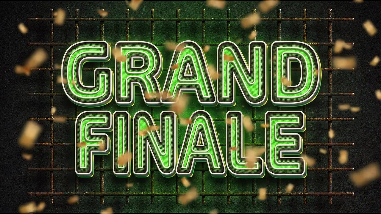 Animation til grand finale udsalgsbegivenhed med neon digital typografi.