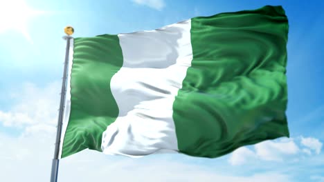 nigeria flag seamless looping 3d rendering video. beautiful textile cloth fabric loop waving
