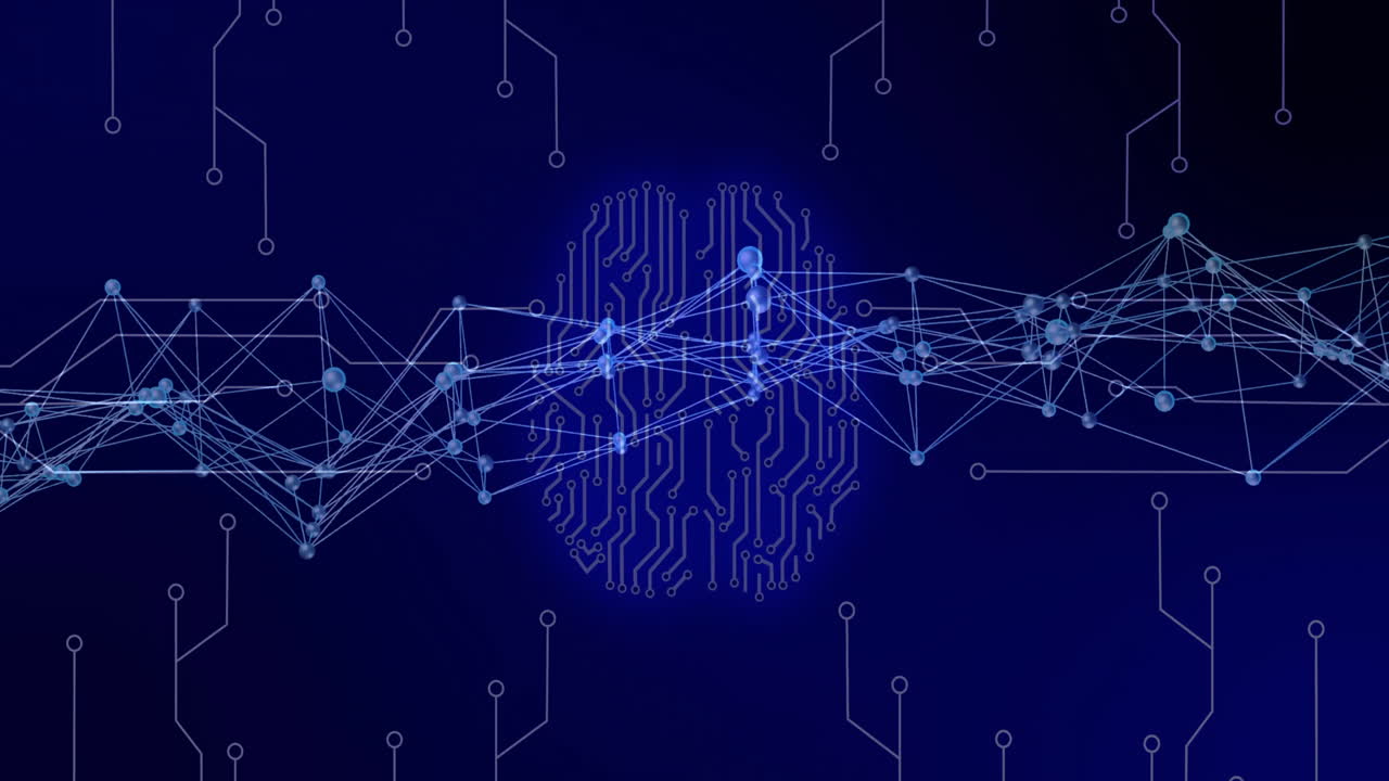 animación de la red de conexiones sobre el cerebro en fondo negro