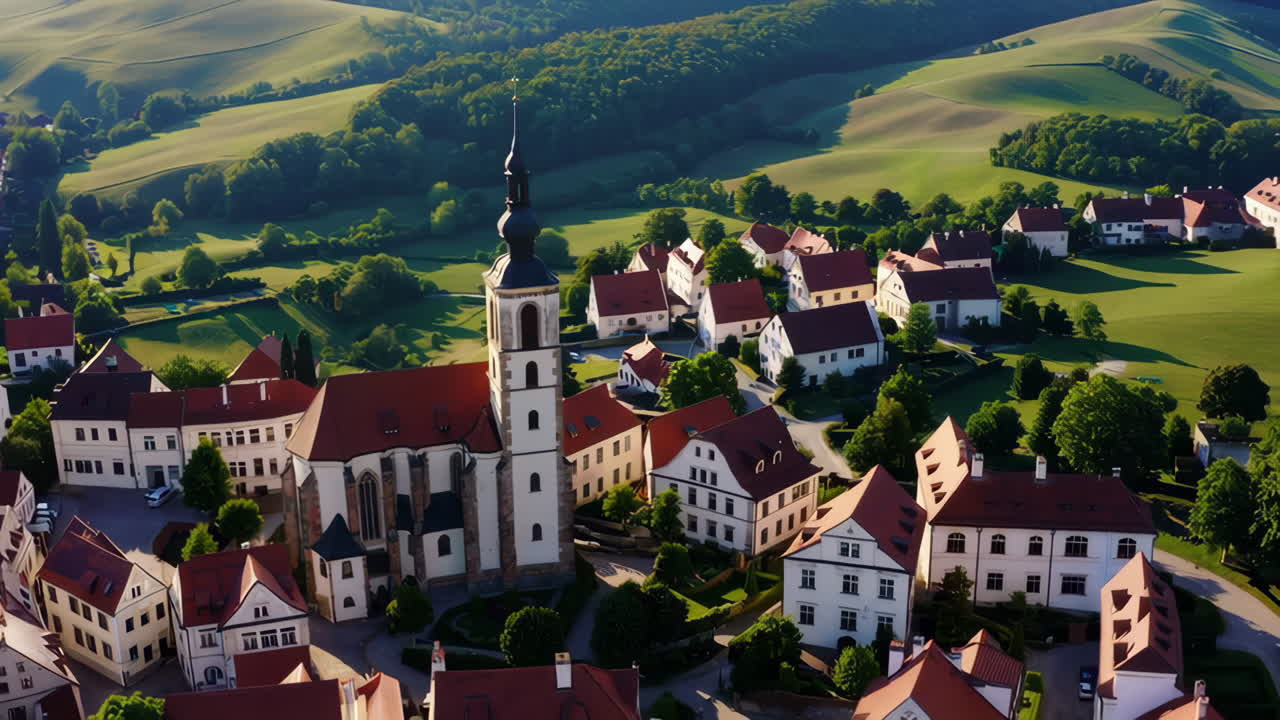 Aerial View of a Picturesque Bavarian Village
