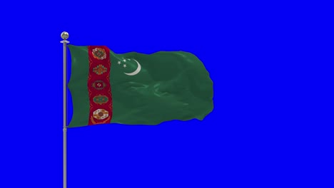 turkmenistan 3d illustration of the waving flag on a pole with  chroma key