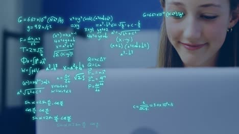 animación de ecuaciones y procesamiento de datos sobre estudiantes caucásicas.
