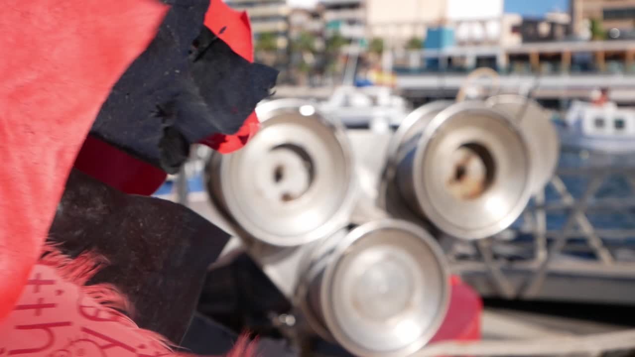 Close-up of Old Fishing Boat Equipment in Harbor