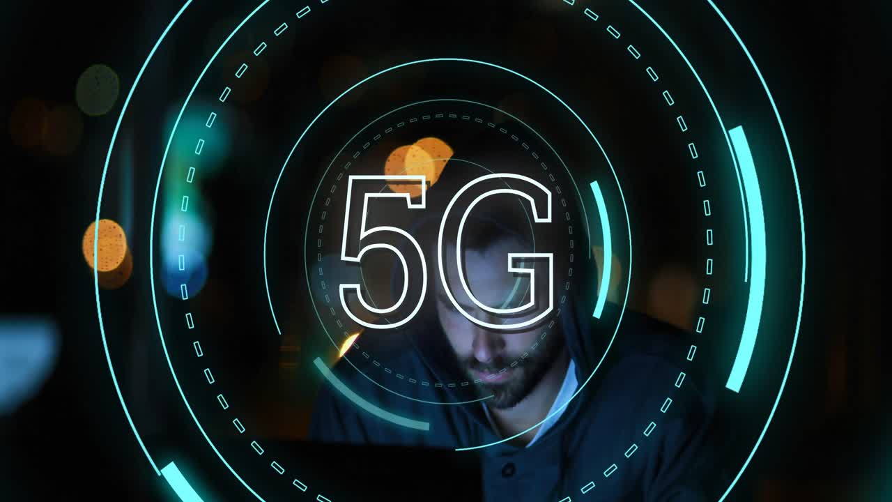 5g scritto nel mezzo di un cerchio futuristico 4k
