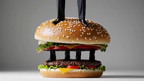 businessmen on a giant burger