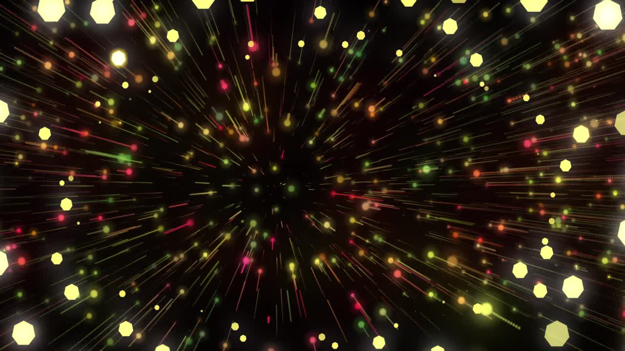 검은 바탕 위에서  ⁇ 박이는 크리스마스 요정 불빛의 애니메이션