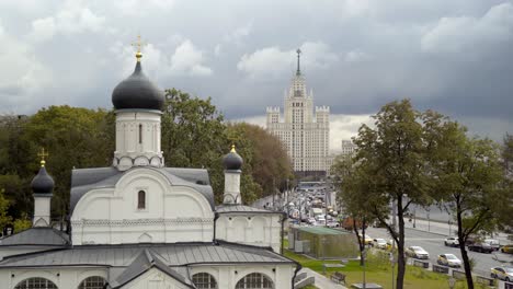 moscow church and skyscraper