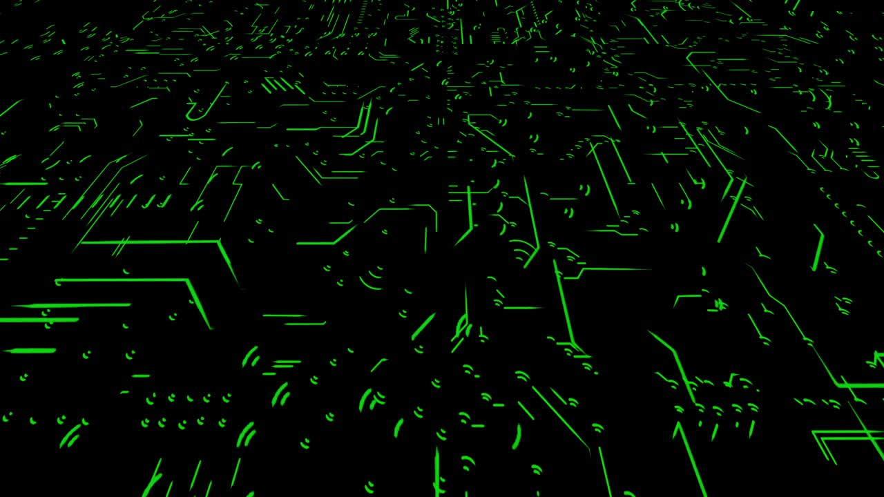 un concepto abstracto de una placa de circuito digital que funciona en tiempo real, versión de color verde - bucle sin costuras