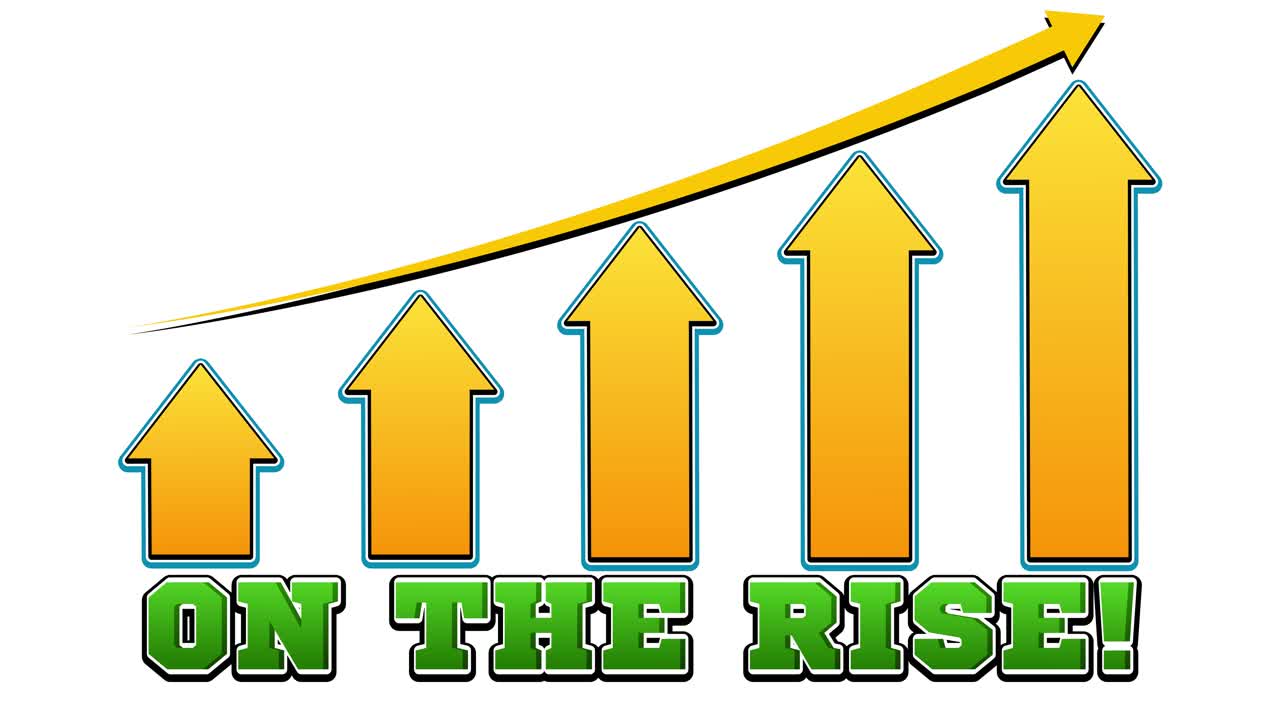 상향 성장을 나타내는 화살표와 텍스트