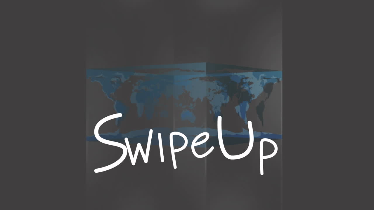 animación de deslizar el texto hacia arriba sobre el mapa del mundo en fondo negro