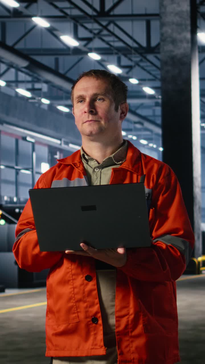 Vertical Video Professional specialist operating equipment in industry plant