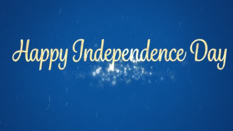 Animation-of-independence-day-text-over-glowing-spots-on-blue-background