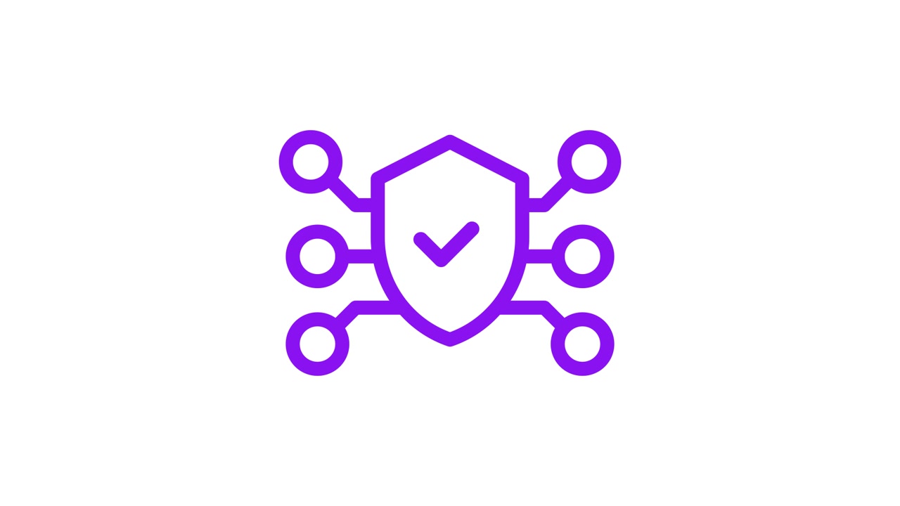 Animated Network Security Shield Icon with Crack and Checkmark