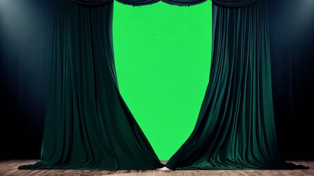 Stage with Green Screen Curtain
