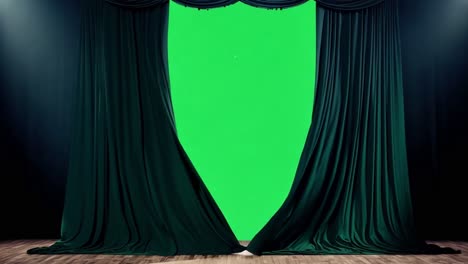 stage with green screen curtain