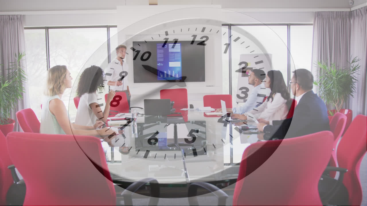 다양한 사업가 그룹에 대한 시계 애니메이션