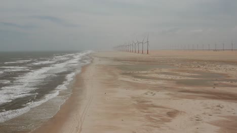 aerial: windturbines near atins, northern brazil