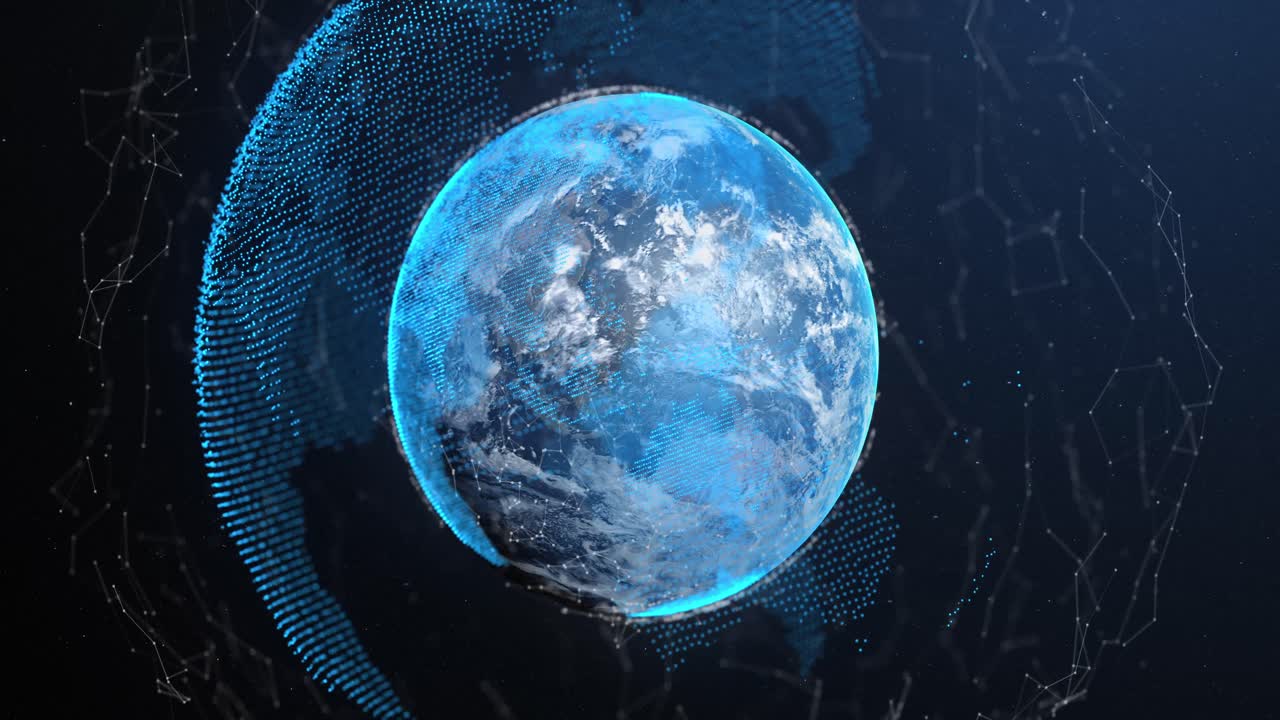 Network of connections over globe against blue background