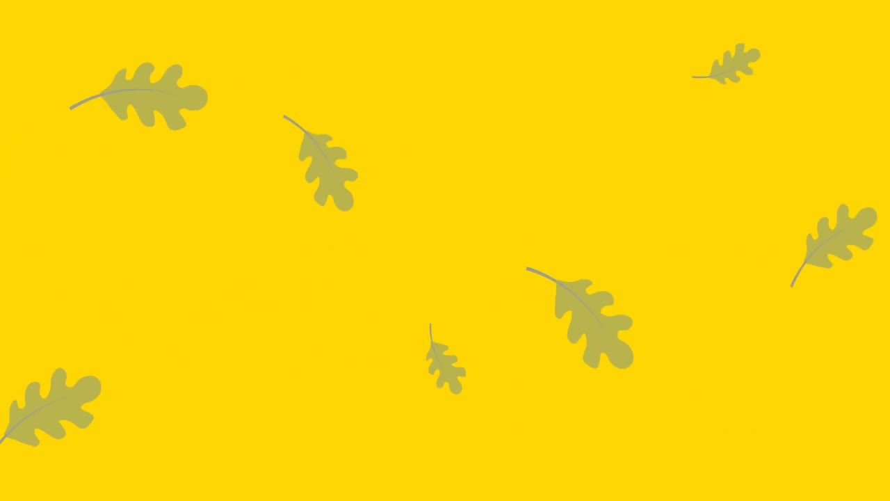 노란색 배경 에 떨어지는 잎 의 그림 의 애니메이션