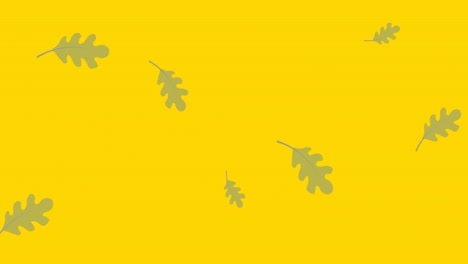 animación de la ilustración de hojas que caen sobre un fondo amarillo