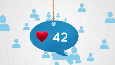 icono de burbuja de mensaje con corazón y números