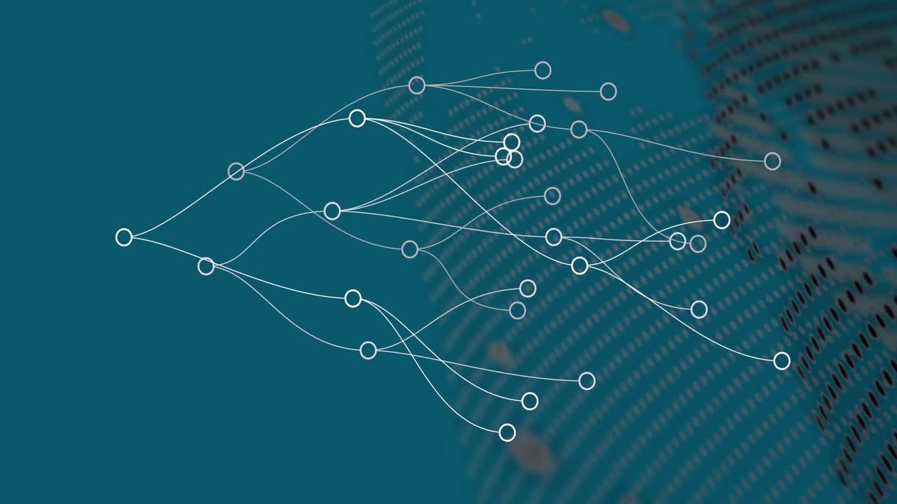 animación de conexiones en todo el mundo y datos en fondo verde