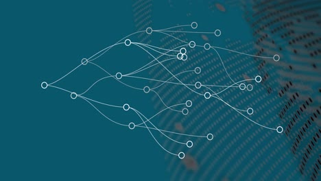 animation of connections over globe and data on green background