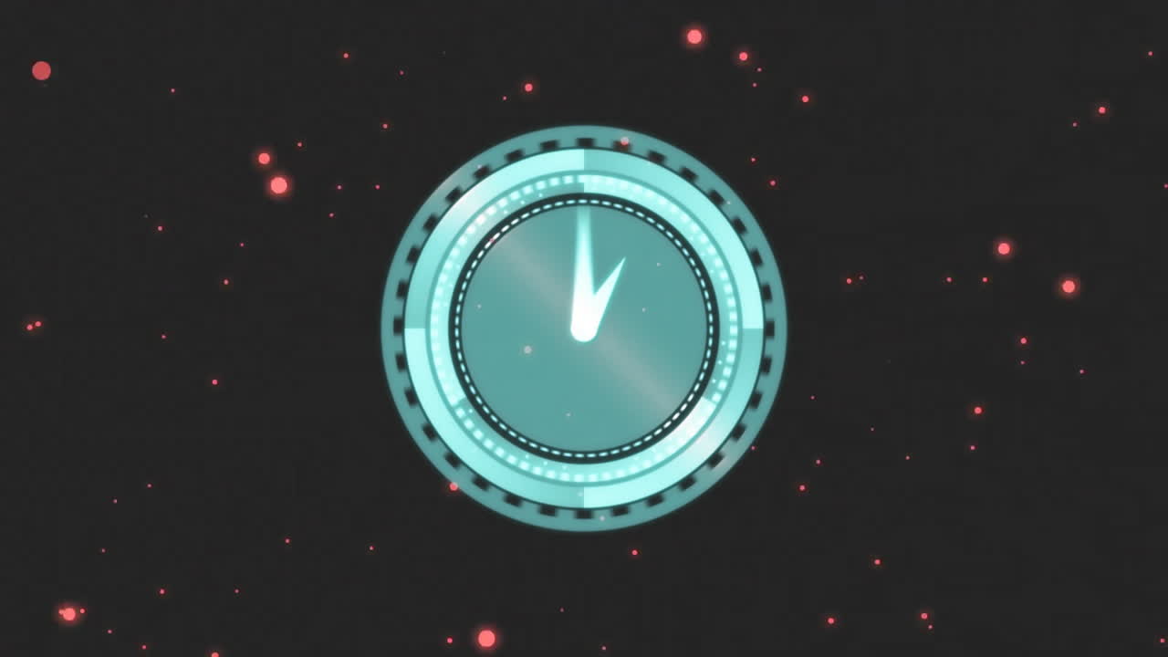 Animation of clock and stars on black background