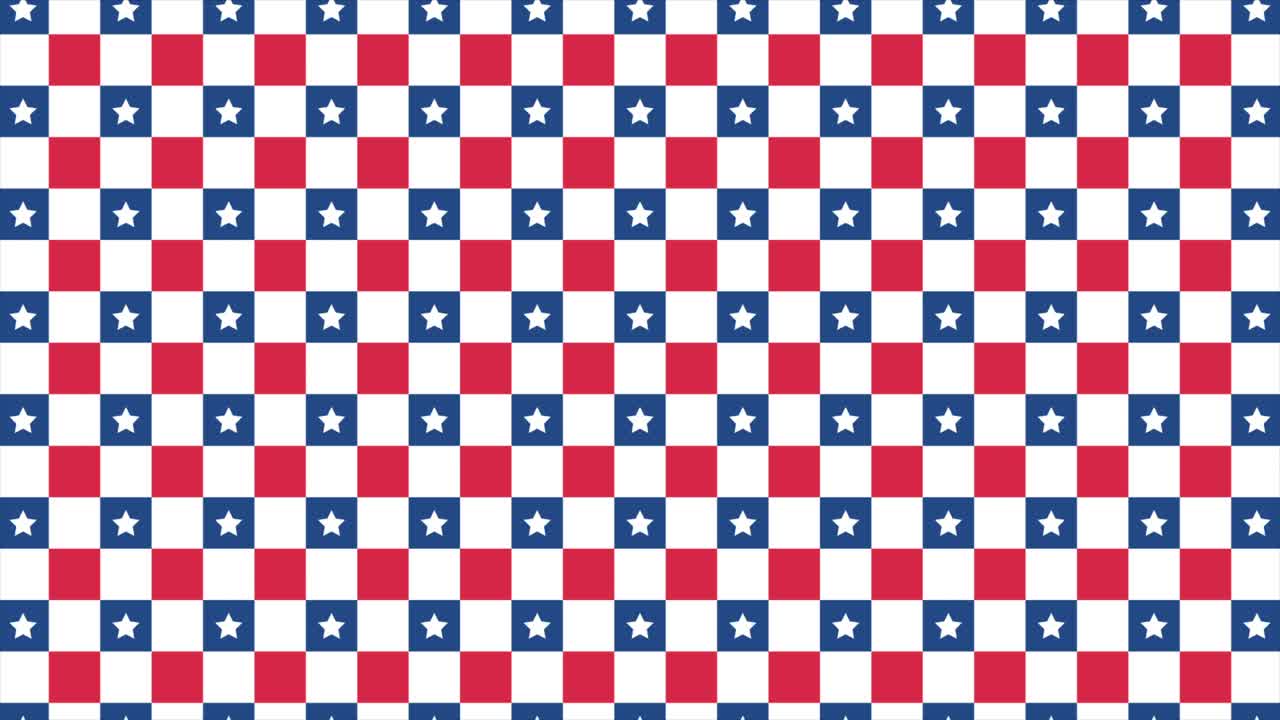 Motivo a scacchiera patriottico americano con stelle animate.