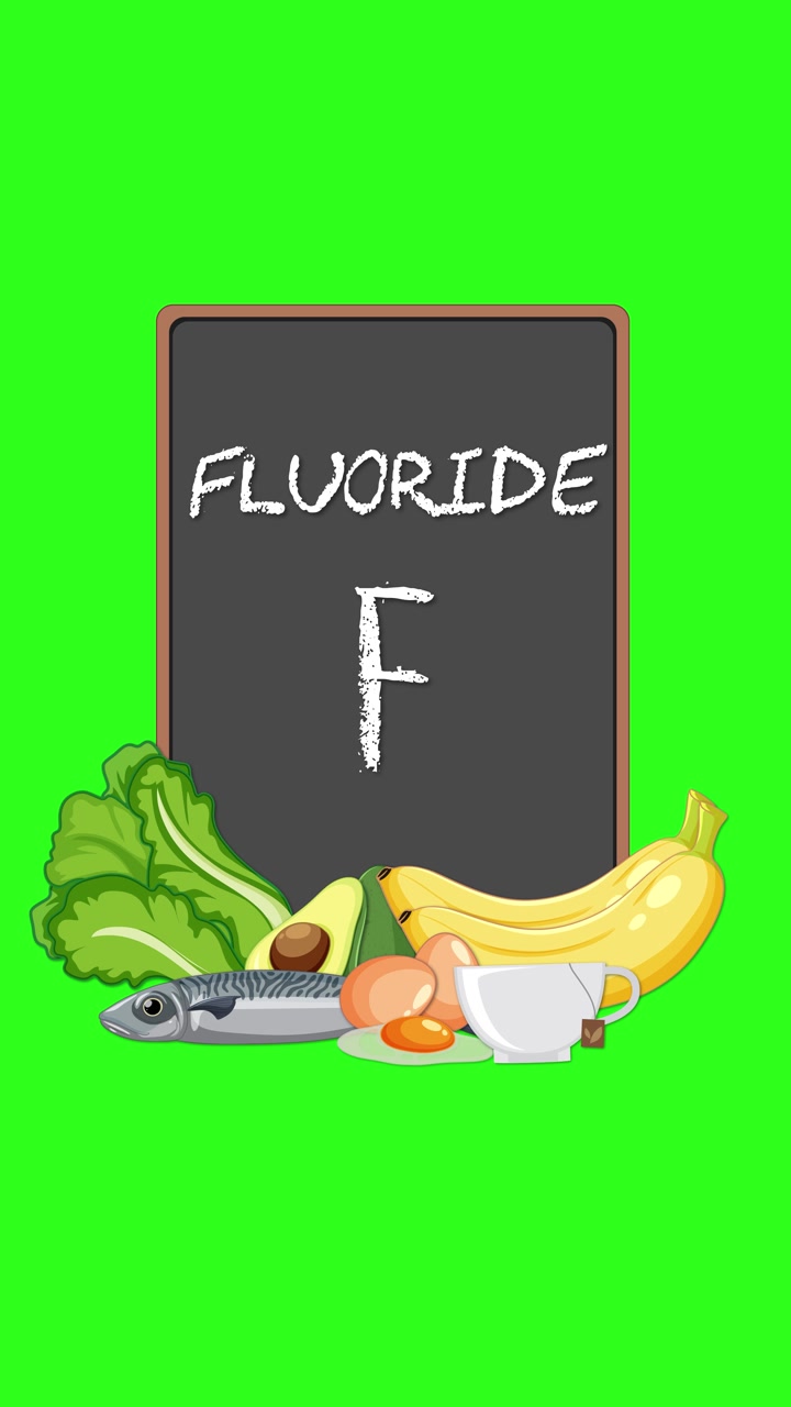 Grafis Edukasi Menampilkan Sumber Fluorida di Papan Tulis
