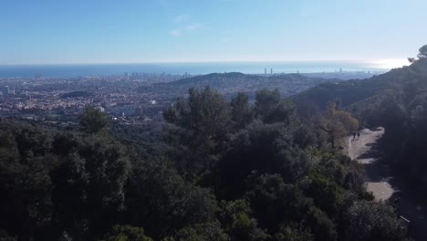 footage filmed in barcelona to city of barcelona from montain with dji mini 2 in 4k