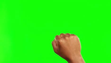 Green-screen,-closeup-and-fist-with-protest