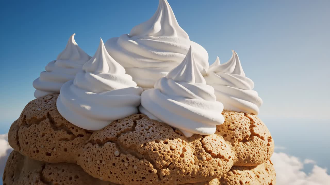 Meringue dessert with whipped cream