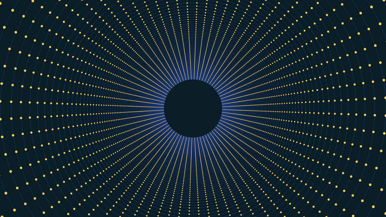 Stunning futuristic circle pattern with green dots on black background