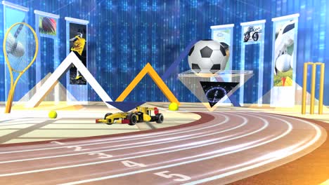 fondo de conjunto de deportes de estudio virtual 3d