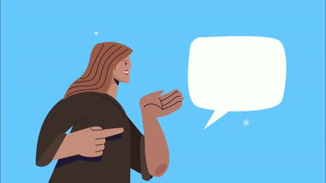 mujer con burbuja de habla hablando