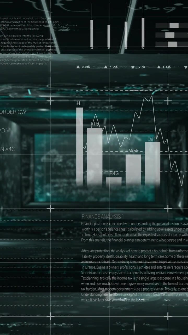 Data analytics and global statistics animation over futuristic digital interface