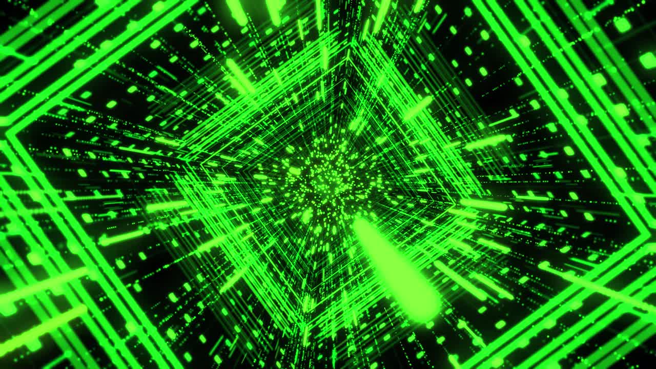 túnel digital verde brillante