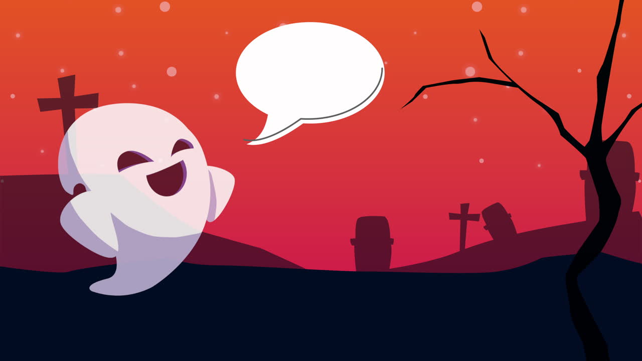 끔찍한 묘지에 있는 행복한 유령