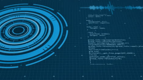 animación de escaneo de alcance con procesamiento de datos en fondo azul