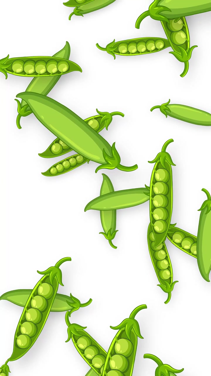 Animated Falling Green Peas on White Background