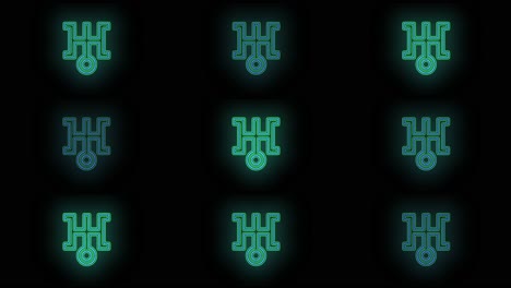 Japan-symbols-pattern-with-green-neon