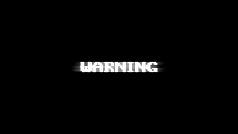 warning glitch text animation, rendering, background, old gaming console, with alpha channel, loop